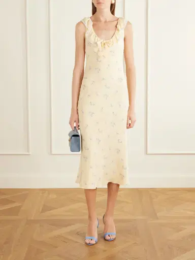 Alessandra Rich Floral-print Lace-trimmed Silk-satin Midi Dress | Thumbnail 2