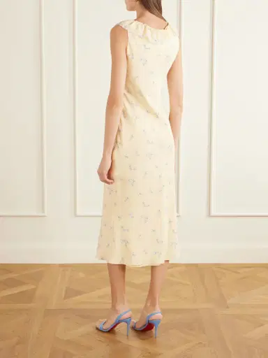 Alessandra Rich Floral-print Lace-trimmed Silk-satin Midi Dress | Thumbnail 3
