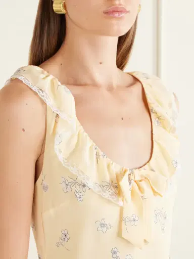 Alessandra Rich Floral-print Lace-trimmed Silk-satin Midi Dress | Thumbnail 4
