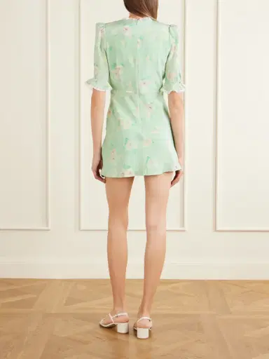 Alessandra Rich Floral-print Lace-trimmed Bow-embellished Silk Mini Dress | Thumbnail 3