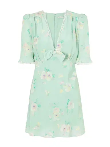 Alessandra Rich Floral-print Lace-trimmed Bow-embellished Silk Mini Dress | Thumbnail 1