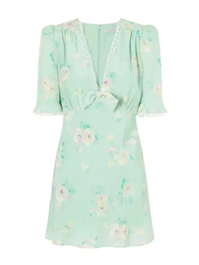 Alessandra Rich Floral-print Lace-trimmed Bow-embellished Silk Mini Dress