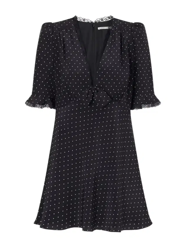 Alessandra Rich Bow-embellished Polka-dot Silk-satin Mini Dress
