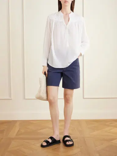 Nili Lotan Clarys Embroidered Gathered Cotton-voile Blouse | Thumbnail 2