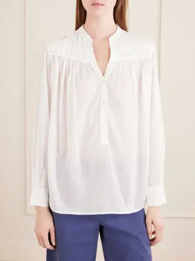 Nili Lotan Clarys Embroidered Gathered Cotton-voile Blouse | Thumbnail 3