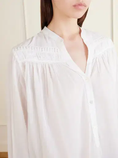 Nili Lotan Clarys Embroidered Gathered Cotton-voile Blouse | Thumbnail 5