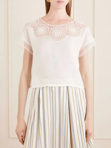 Nili Lotan Caila Crochet-trimmed Ramie Top | Thumbnail 3 Nili Lotan Caila Crochet-trimmed Ramie Top | Thumbnail 3