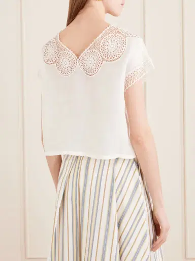 Nili Lotan Caila Crochet-trimmed Ramie Top | Thumbnail 4 Nili Lotan Caila Crochet-trimmed Ramie Top | Thumbnail 4