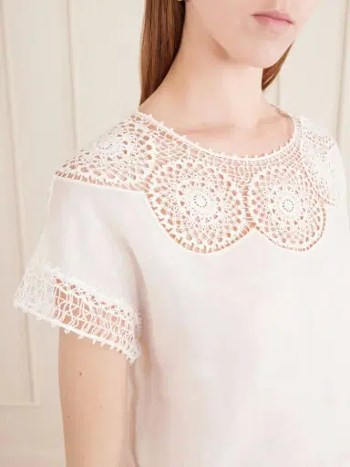 Nili Lotan Caila Crochet-trimmed Ramie Top | Thumbnail 5 Nili Lotan Caila Crochet-trimmed Ramie Top | Thumbnail 5