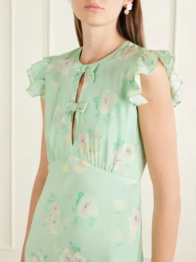 Alessandra Rich Floral-print Ruffle-trim Silk Midi Dress | Thumbnail 4