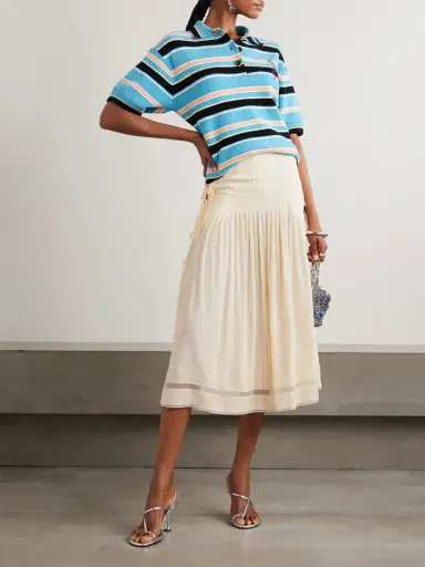 Rabanne Tie-detailed Pleated Crepe Midi Skirt | Thumbnail 2 Rabanne Tie-detailed Pleated Crepe Midi Skirt | Thumbnail 2