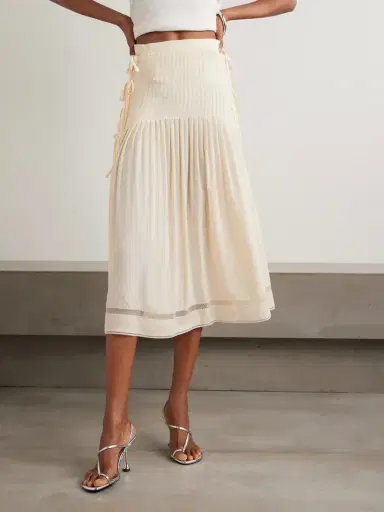 Rabanne Tie-detailed Pleated Crepe Midi Skirt | Thumbnail 3 Rabanne Tie-detailed Pleated Crepe Midi Skirt | Thumbnail 3