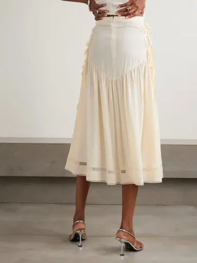 Rabanne Tie-detailed Pleated Crepe Midi Skirt | Thumbnail 4 Rabanne Tie-detailed Pleated Crepe Midi Skirt | Thumbnail 4