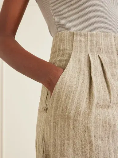 Cortana Camila Pleated Striped Linen Wide-leg Pants | Thumbnail 5