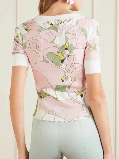 Chloé Printed Ribbed Cotton-jersey T-shirt | Thumbnail 4 Chloé Printed Ribbed Cotton-jersey T-shirt | Thumbnail 4