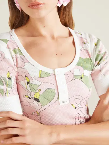 Chloé Printed Ribbed Cotton-jersey T-shirt | Thumbnail 5 Chloé Printed Ribbed Cotton-jersey T-shirt | Thumbnail 5
