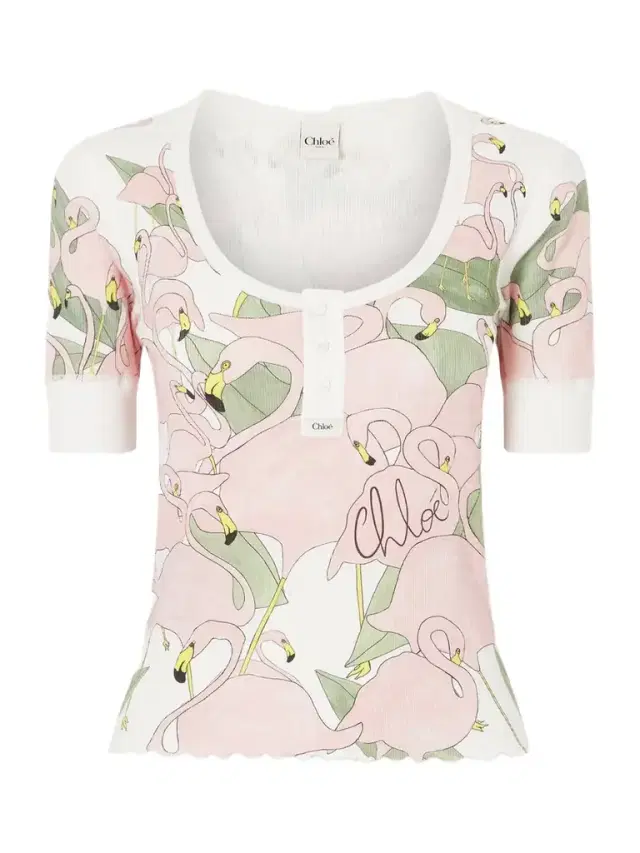 Chloé Printed Ribbed Cotton-jersey T-shirt
