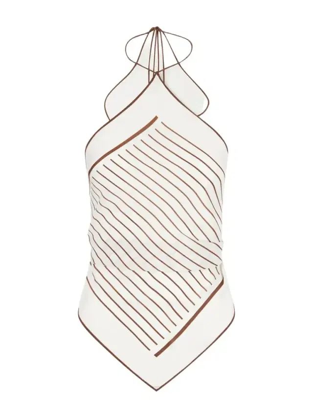 Marais Striped Silk Halterneck Top