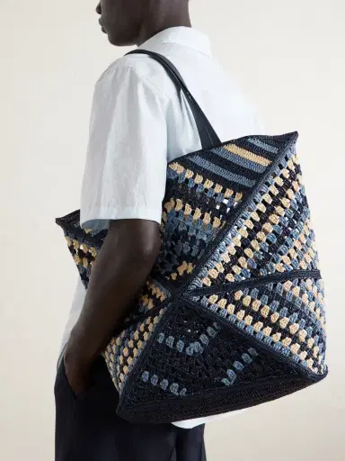 Loewe + Paula's Ibiza Puzzle Fold Large Leather-trimmed Raffia Shoulder Bag | Thumbnail 9 Loewe + Paula's Ibiza Puzzle Fold Large Leather-trimmed Raffia Shoulder Bag | Thumbnail 9