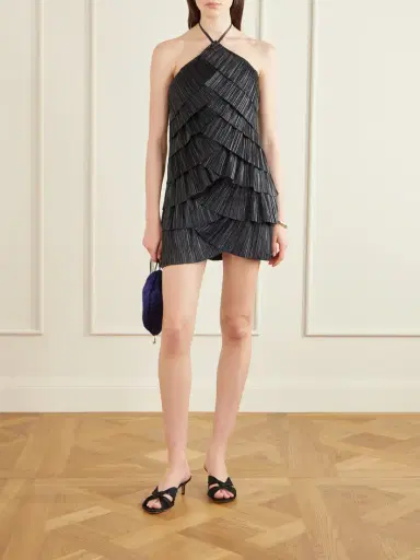 Cult Gaia Marsla Plissé-satin Halterneck Mini Dress | Thumbnail 2