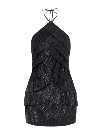 Cult Gaia Marsla Plissé-satin Halterneck Mini Dress | Thumbnail 1