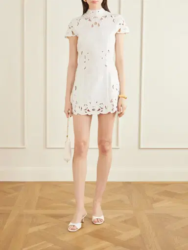 Cult Gaia Zafira Guipure-lace Linen Mini Dress | Thumbnail 2 Cult Gaia Zafira Guipure-lace Linen Mini Dress | Thumbnail 2