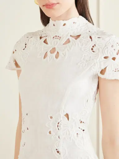 Cult Gaia Zafira Guipure-lace Linen Mini Dress | Thumbnail 4 Cult Gaia Zafira Guipure-lace Linen Mini Dress | Thumbnail 4
