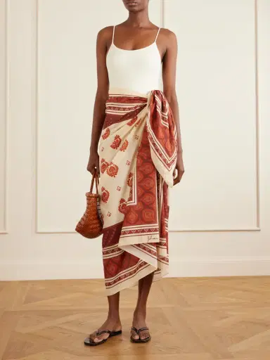 Johanna Ortiz Red Spirit Of The Rider Printed Cotton Pareo | Thumbnail 2