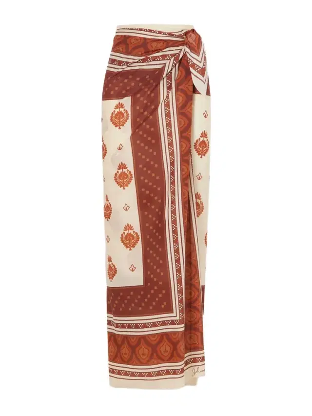 Johanna Ortiz Red Spirit Of The Rider Printed Cotton Pareo