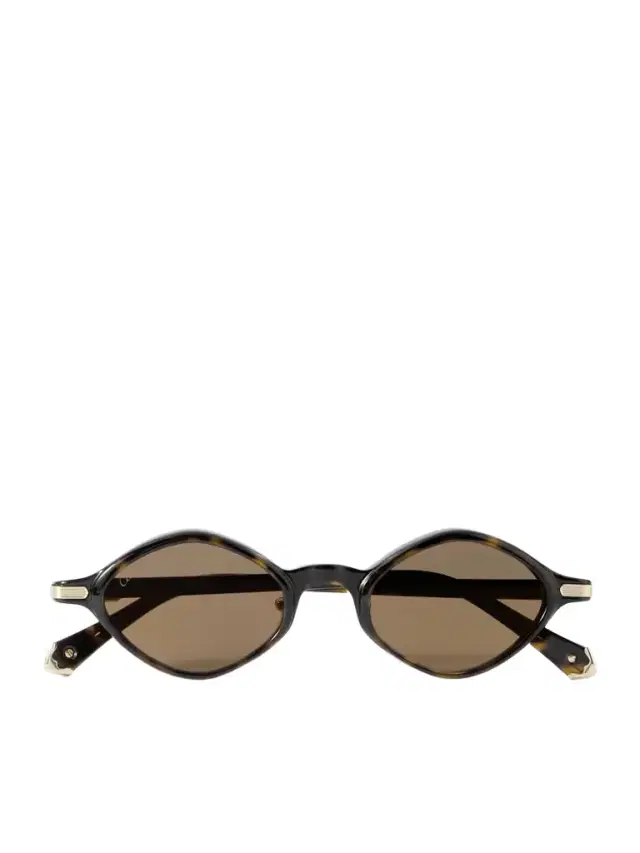 Oval-frame Tortoiseshell Acetate Sunglasses