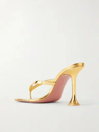 Amina Muaddi Juliette 95 Metallic Leather Thong Sandals | Thumbnail 3