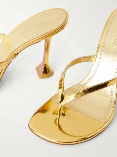 Amina Muaddi Juliette 95 Metallic Leather Thong Sandals | Thumbnail 5