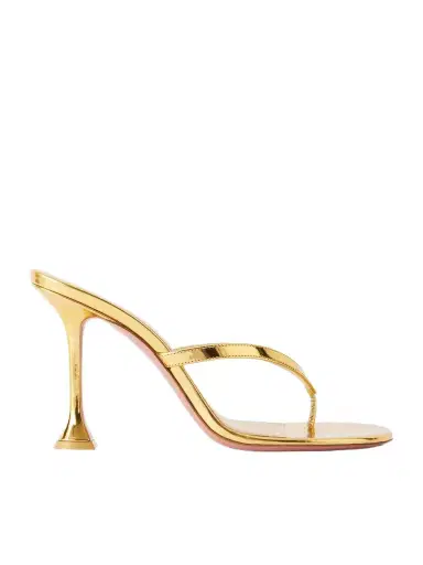 Amina Muaddi Juliette 95 Metallic Leather Thong Sandals | Thumbnail 1