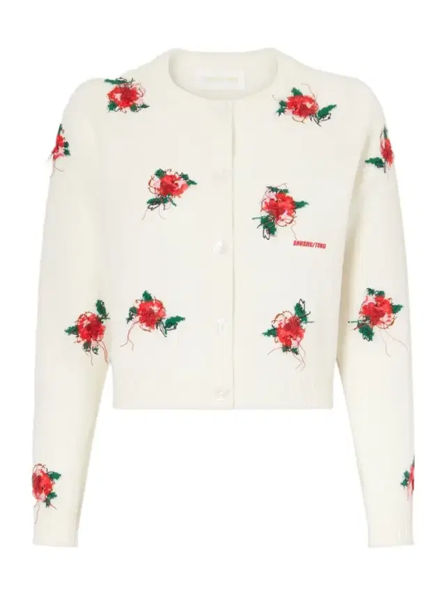 Cropped Embroidered Wool Cardigan