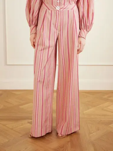 Thierry Colson Loulou Pleated Striped Cotton-poplin Wide-leg Pants | Thumbnail 3