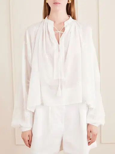 Thierry Colson Guise Embroidered Cotton Blouse | Thumbnail 3
