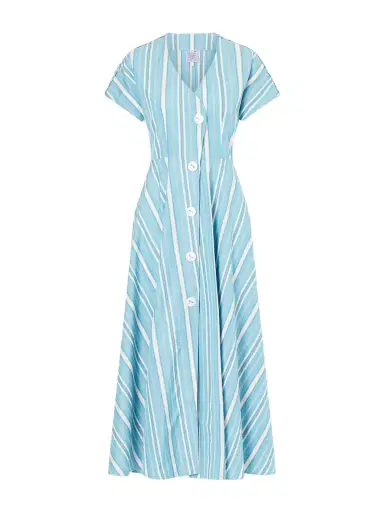 Thierry Colson Cassandra Striped Cotton-poplin Midi Dress | Thumbnail 1 Thierry Colson Cassandra Striped Cotton-poplin Midi Dress | Thumbnail 1