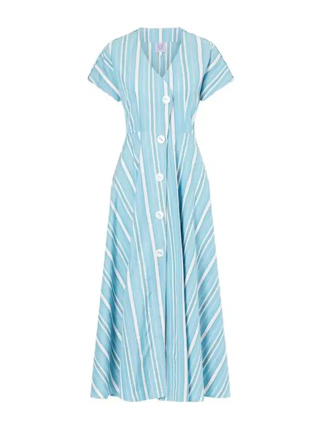 Cassandra Striped Cotton-poplin Midi Dress Cassandra Striped Cotton-poplin Midi Dress