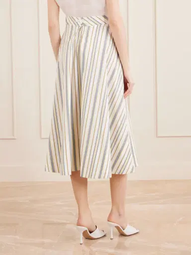 Thierry Colson Wynona Pleated Striped Cotton-gabardine Midi Skirt | Thumbnail 4