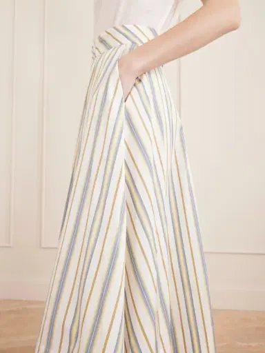 Thierry Colson Wynona Pleated Striped Cotton-gabardine Midi Skirt | Thumbnail 5
