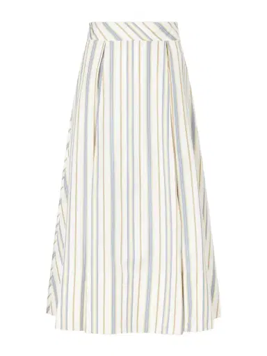 Thierry Colson Wynona Pleated Striped Cotton-gabardine Midi Skirt | Thumbnail 1