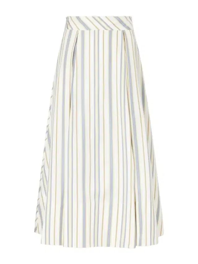 Thierry Colson Wynona Pleated Striped Cotton-gabardine Midi Skirt