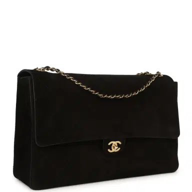 Chanel Chanel Maxi "Souplissimo" Large Flap Bag Black Suede Gold Hardware | Thumbnail 2