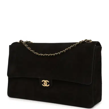 Chanel Chanel Maxi "Souplissimo" Large Flap Bag Black Suede Gold Hardware | Thumbnail 5
