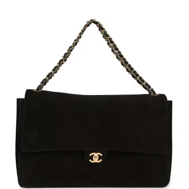 Chanel Chanel Maxi "Souplissimo" Large Flap Bag Black Suede Gold Hardware | Thumbnail 7