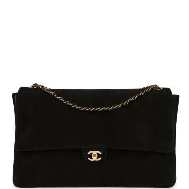 Chanel Chanel Maxi "Souplissimo" Large Flap Bag Black Suede Gold Hardware | Thumbnail 1