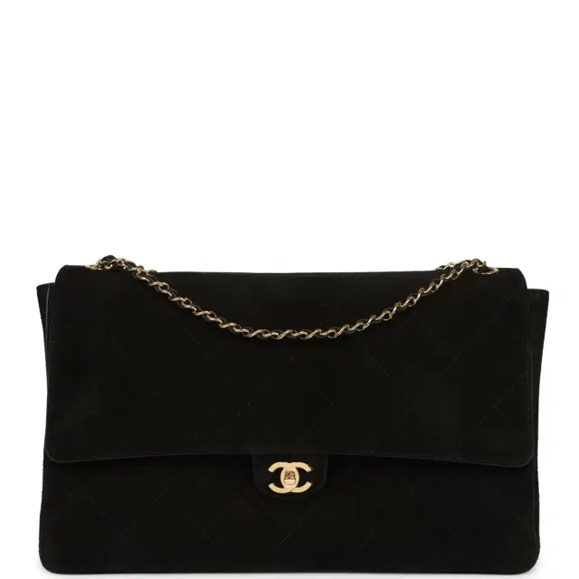 Chanel Chanel Maxi "Souplissimo" Large Flap Bag Black Suede Gold Hardware