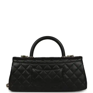 Chanel Chanel Maxi Coco Handle Long Flap Bag Black Shiny Caviar Light Gold Hardware | Thumbnail 5