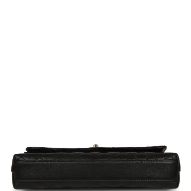 Chanel Chanel Maxi Coco Handle Long Flap Bag Black Shiny Caviar Light Gold Hardware | Thumbnail 6