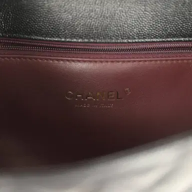 Chanel Chanel Maxi Coco Handle Long Flap Bag Black Shiny Caviar Light Gold Hardware | Thumbnail 9